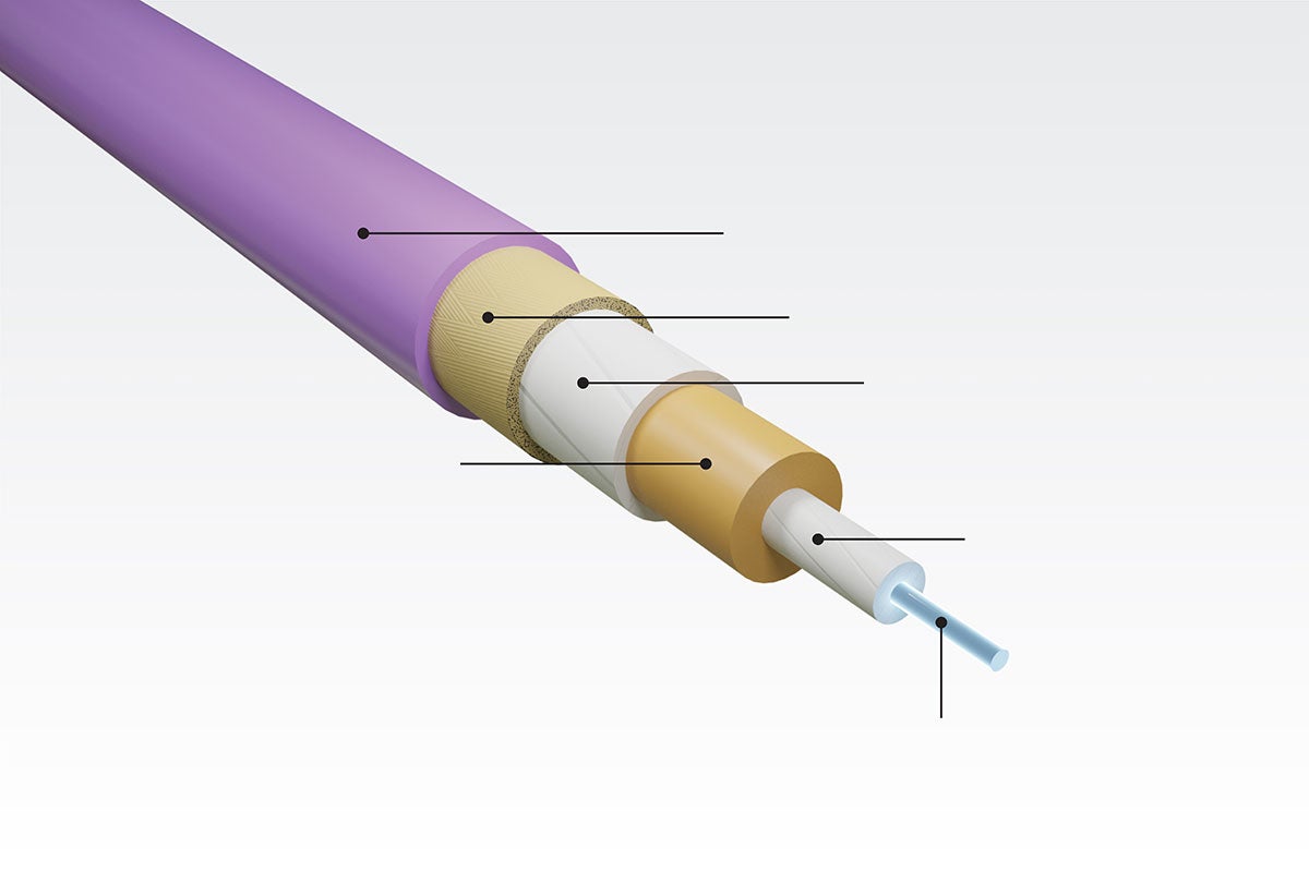 Construction of Gore’s 1.8 mm Simplex flexible fiber optic cable tube.