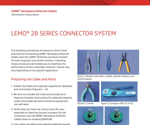 GORE® Aerospace Ethernet Cables - Termination Instructions – LEMO® 2B Series Connector System Document Thumbnail