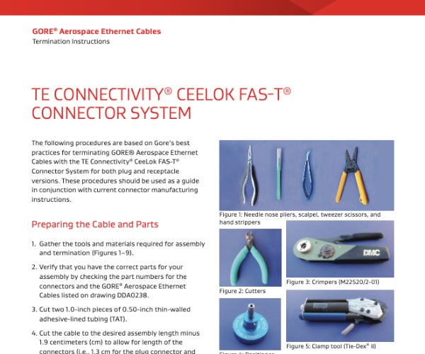 GORE® Aerospace Ethernet Cables - Termination Instructions - TE Connectivity® CeeLok FAS-T® Connector System Document Thumbnail