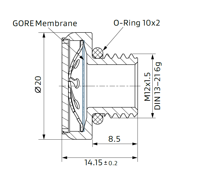 GORE PolyVent Stainless Steel - dimensions