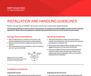 GORE® Acoustic Vents for Industrial - Installation and Handling Guidelines