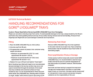 Handling recommendations for GORE LYOGUARD Trays